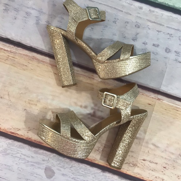 Chinese Laundry Gold Glitter Heels, “NEW” size 11 - Picture 3 of 7